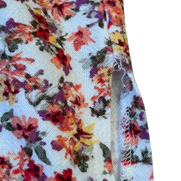 Red Pink Orange Mini Smocked Floral Spaghetti Strap Dress Medium - Picture 9 of 11